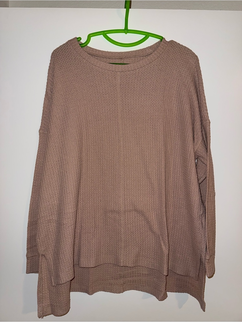 American Eagle Outfitters Mauve Waffle-Knit Crew Sweater